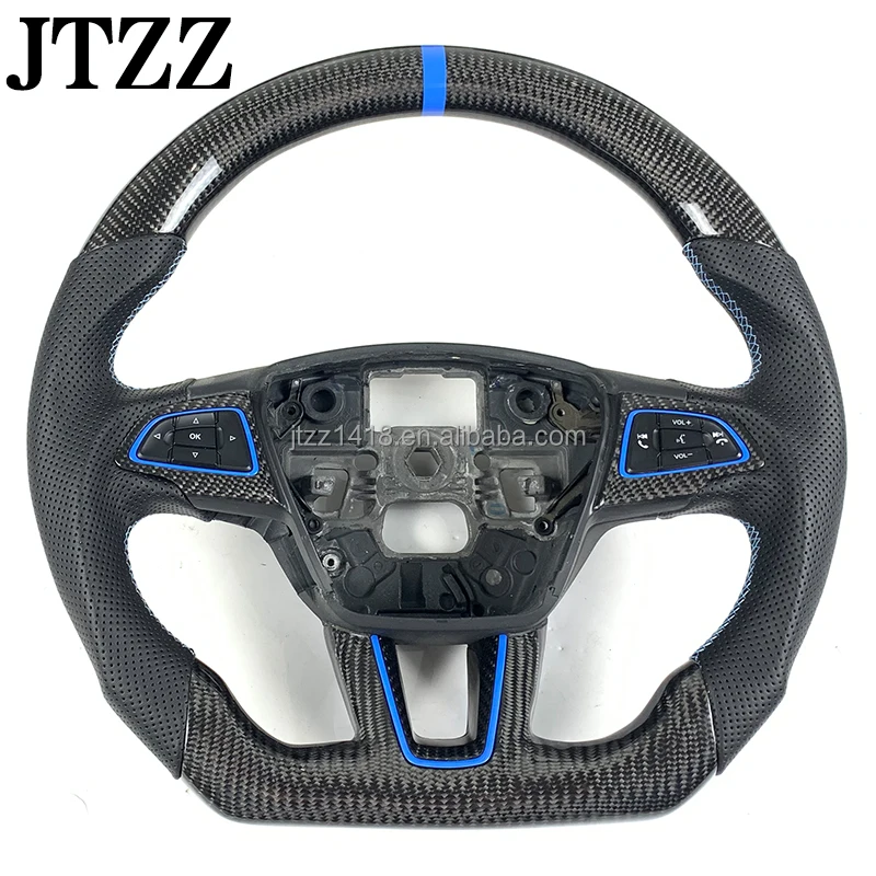 For Ford Focus Kuga MK2 MK3 ST RS2015 2016 2017 2018 2019 Steering Wheel Carbon Fiber LED Display Customized Leather Forged