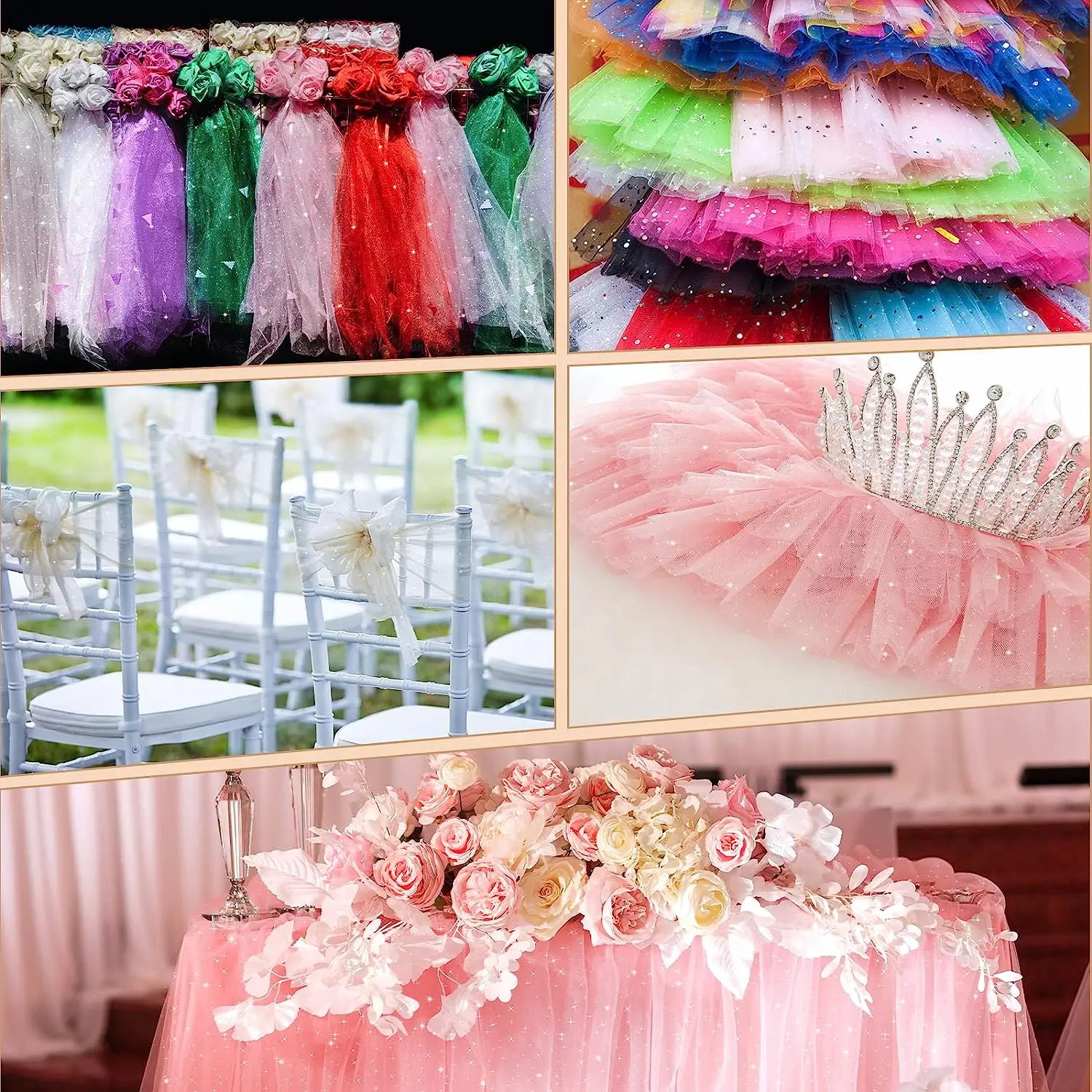 64 colors Stock Glitter wedding glitter fabric white glitter tulle fabric