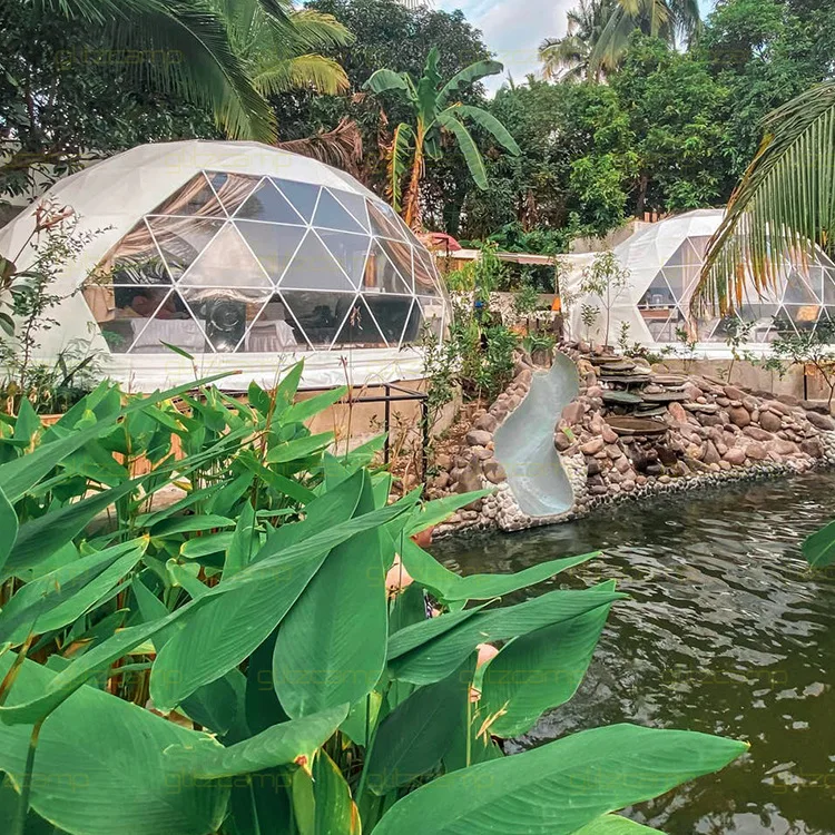 Luxury Geodesic Dome Glamping Tent for Outdoors with Sunlight windowsill