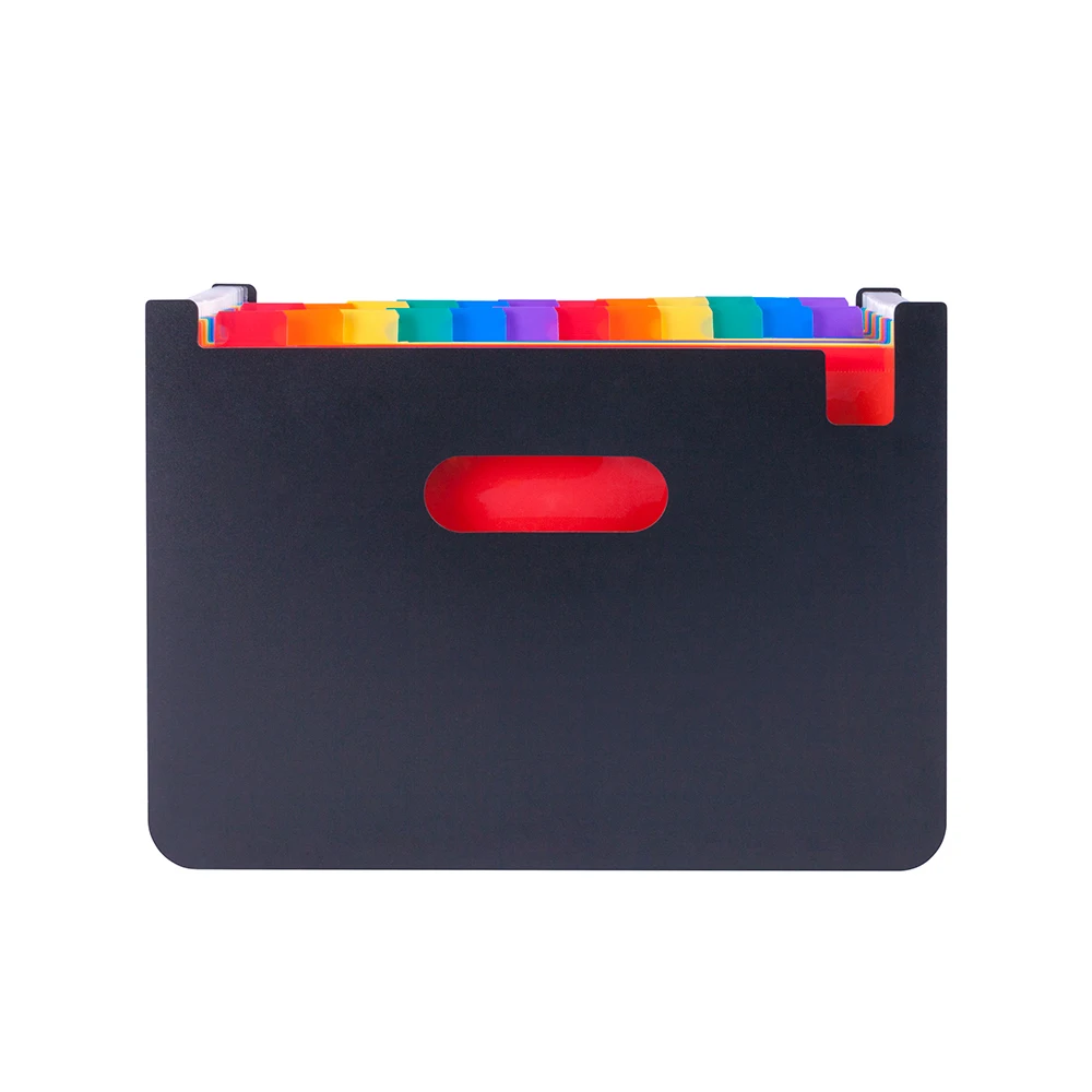 Portable Expandable Cover Hot Pressing Forming Multi-color 24 Pockets Expanding File Folder