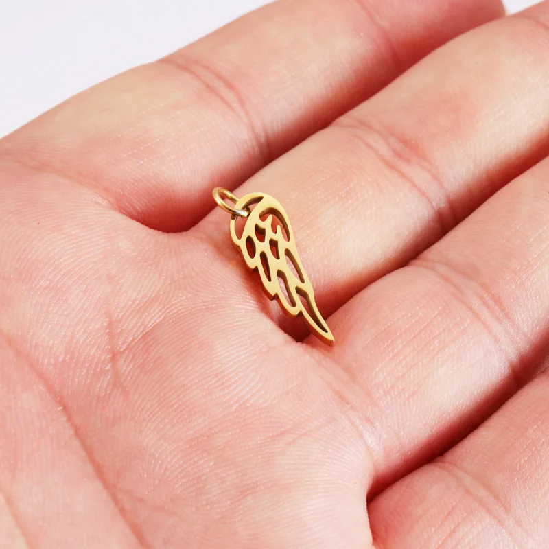 custom manufacturer jewellery lucky christmas angel wing charms stainless steel for jewelry making