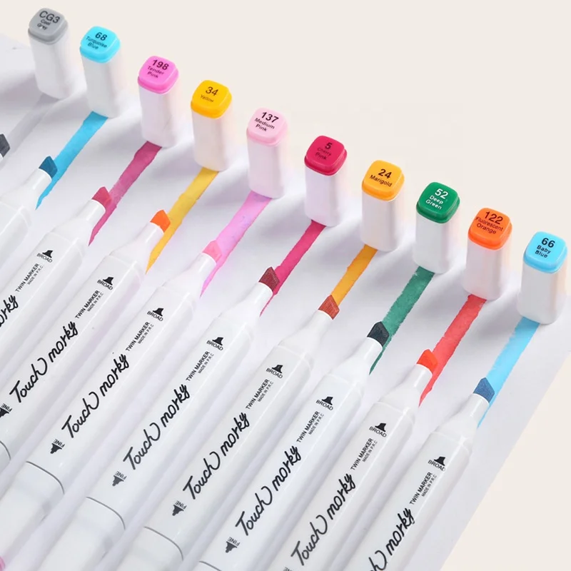 Wholesale Fluent Writing 80 100 128 Colors Artist Alcohol Based Markers Dual Tip Permanent Marker Pens