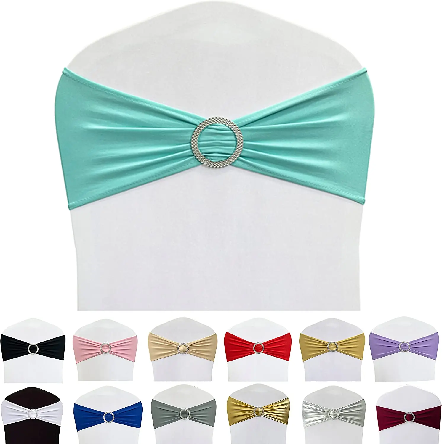 28 color Hot Selling Cheap Beautiful Elastic Spandex Chair Sashes For Wedding
