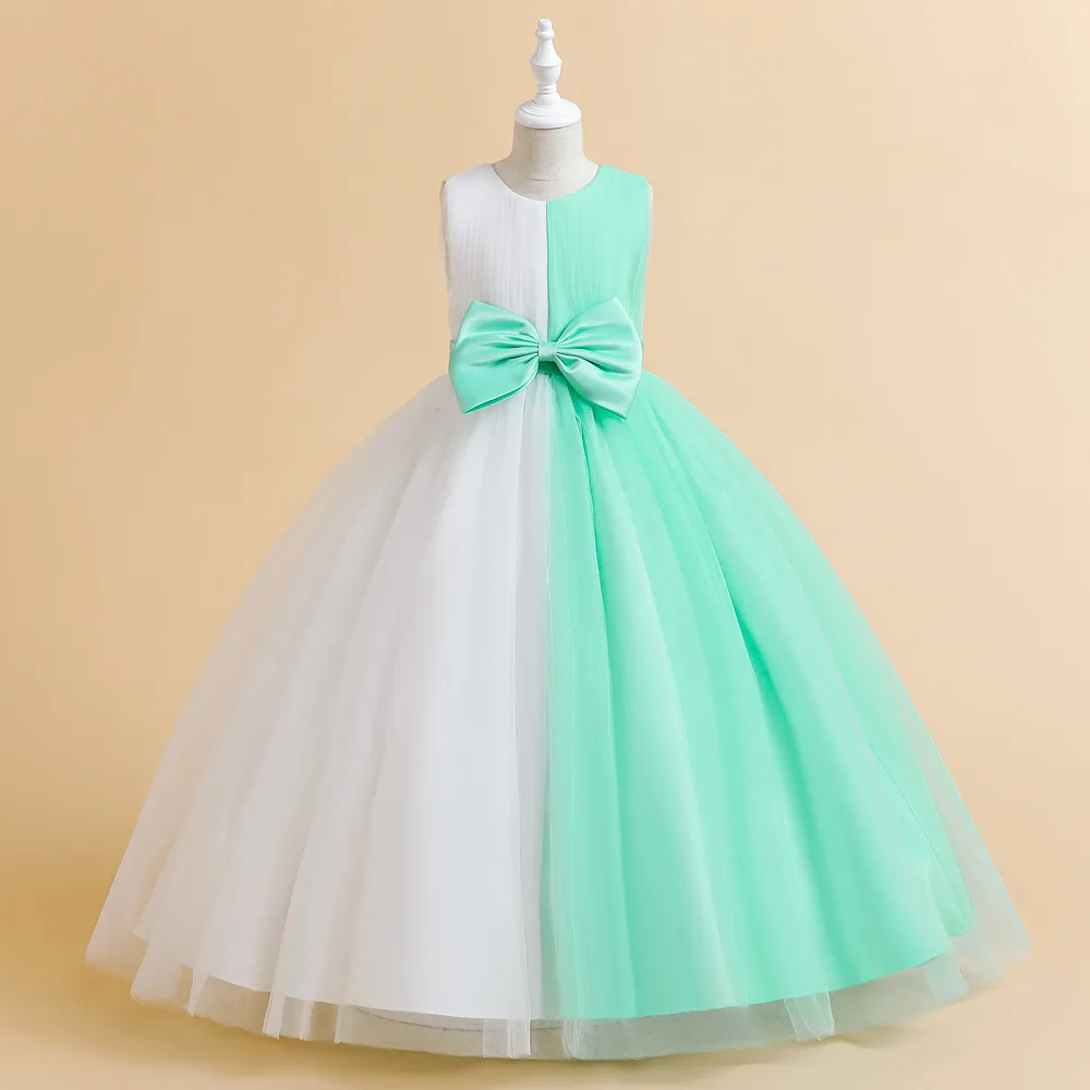 Girls Summer Princess Dress Children Piano High-End Host Dress Flower Red Kids Boutique Clothing Baby Princess Vestido De Noiva