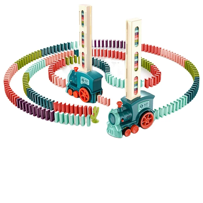 Kids Battery Operated Light and Music Plastic Domino Train Toy Fun Dominos Train Toy for Children