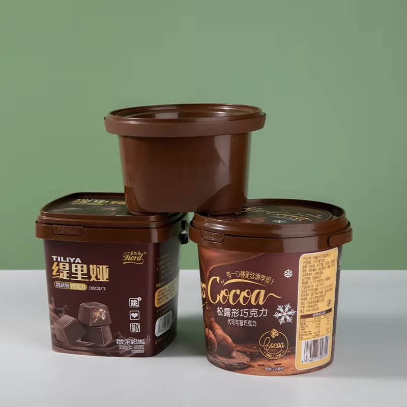 500ml 1L 2L 3L 5L White Clear Plastic Round Buckets With Lids And Handle Food Grade Packing Bucket Factory Supply Snack bucket