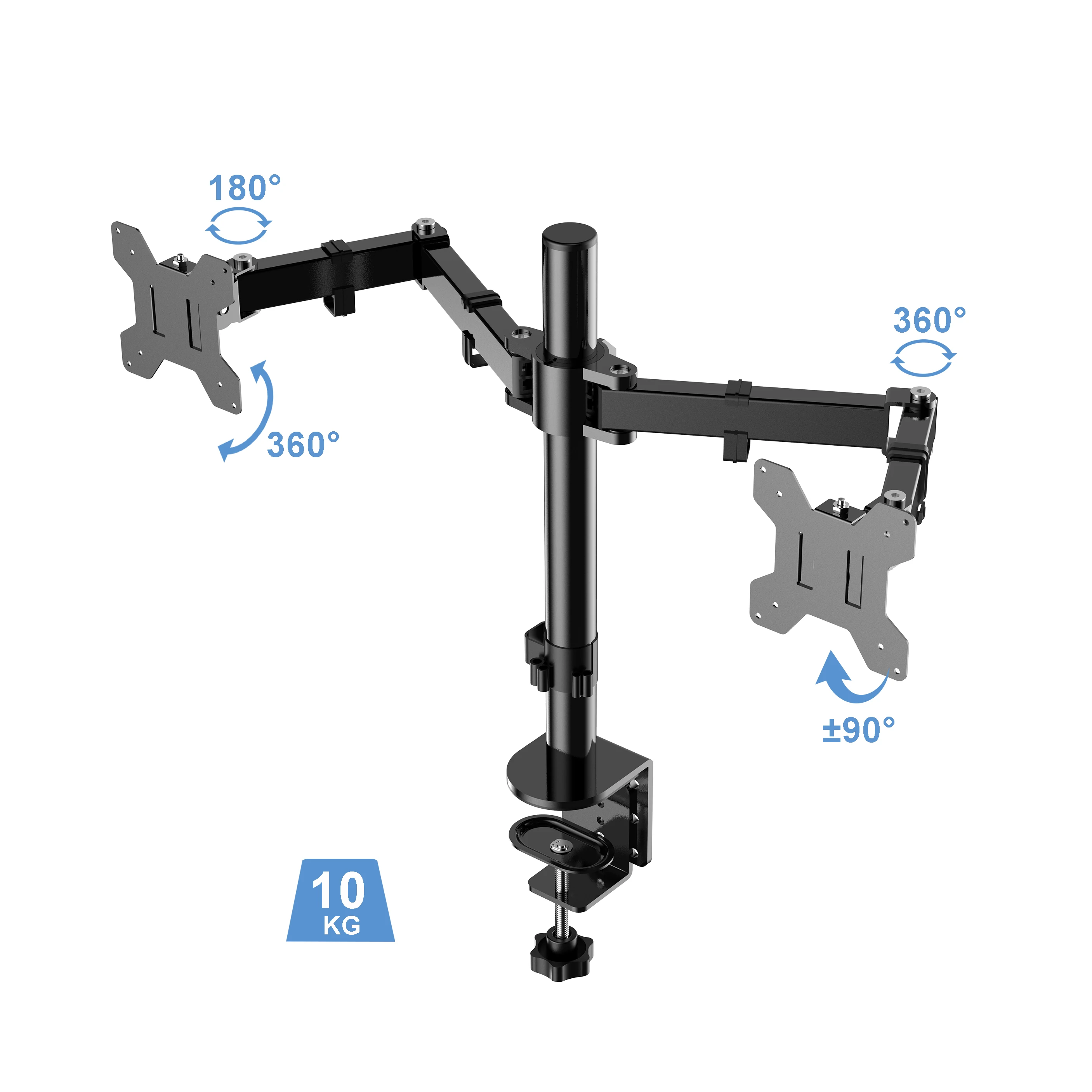 360 Degrees Fully Adjustable dual monitor brackets desk mount dual monitor arm