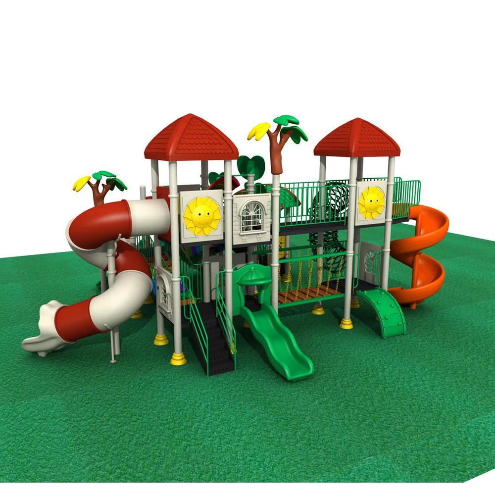 children outdoor play area playground wholesale daycare kids plastic slide swing set for sale