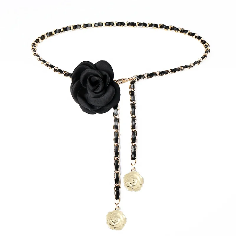 Camellia waist chain female accessories with suit jeans dresses flower chain belt