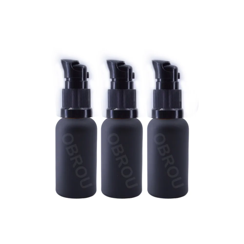 Matte Black Color 10ml 20ml 30ml 50ml 100ml Clear Glass Frosted round Cosmetic Lotion bottle Press Pump Bottle