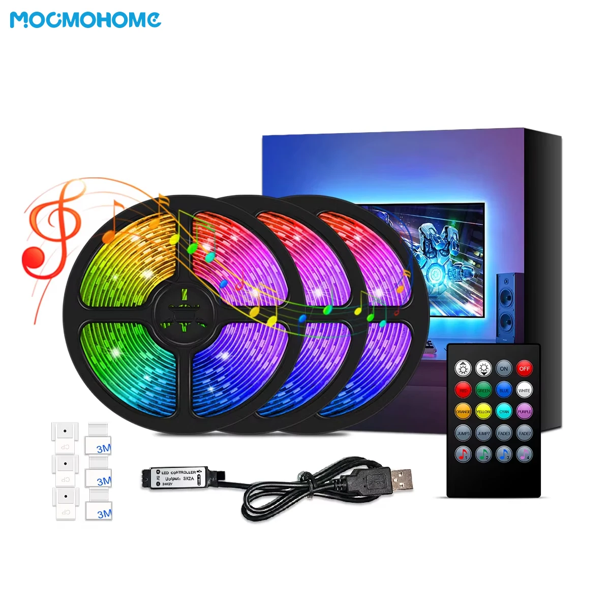 Лидер продаж телевизионная компьютерная музыкальная атмосфера RGB световая лента автомобильная USB музыка 5V5050 низкого напряжения