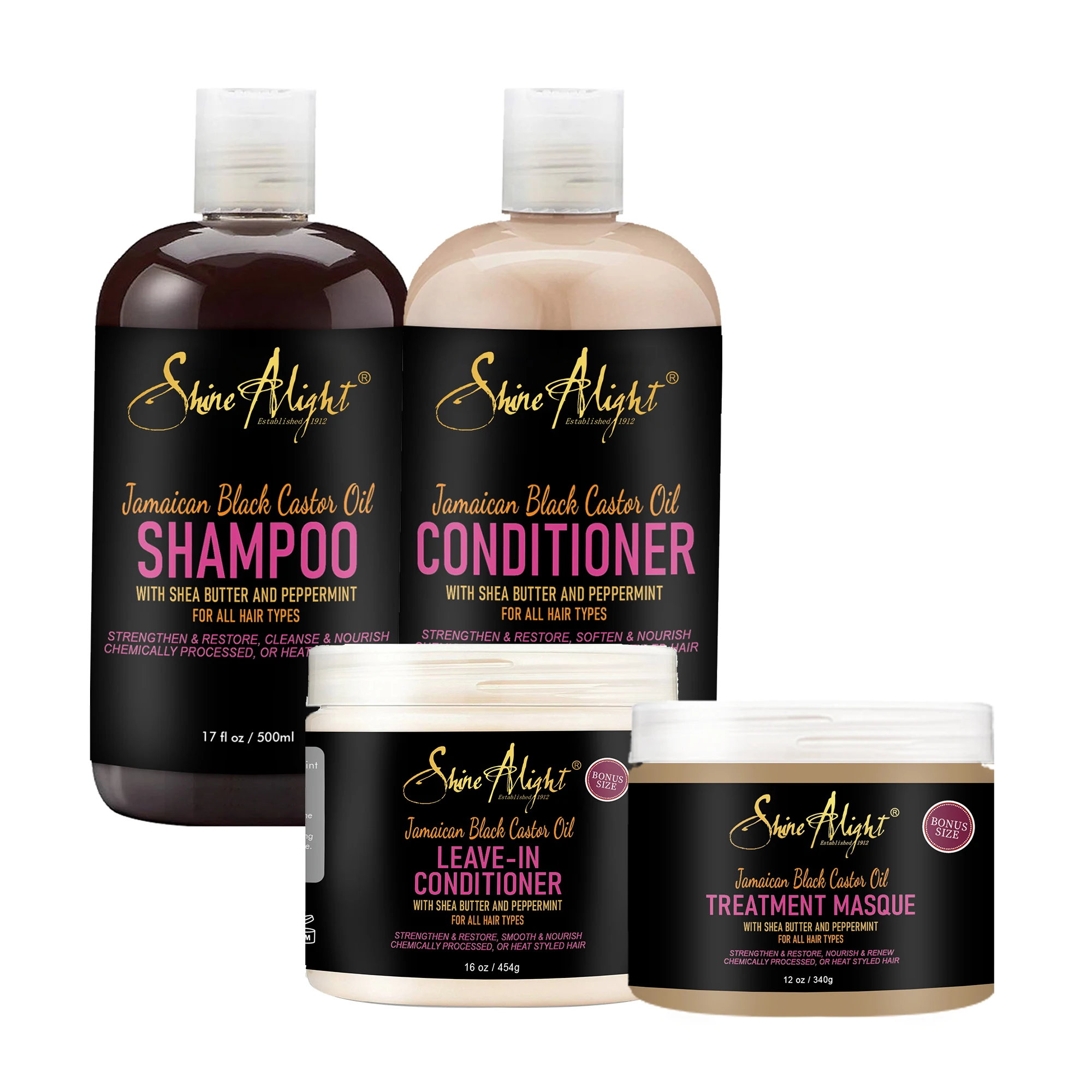 Private Label organic black caster oil shampoo, personalized design and customization hair treatment moisture products