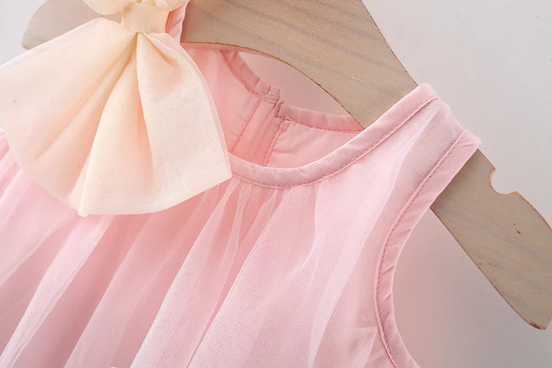 Baby Dress Girls Summer sweet multi-colored bow sleeveless gauze princess dress