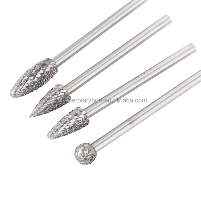 5pcs 12mm diameter 6mm Shank Double Cut tungsten carbide  files burrs 1/4 inch  rotary carbide burr set long