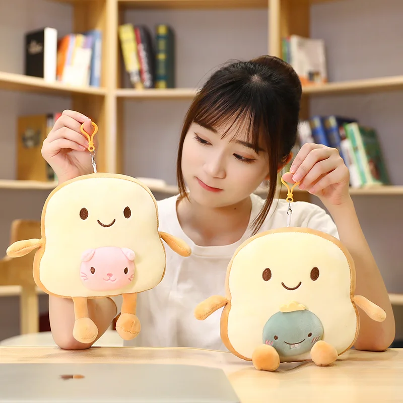 Cute Toast Bread Plush Toy Creative Plush Food Small Pendant Cartoon Animal Plush Sofa Pillow Gifts for Kids
