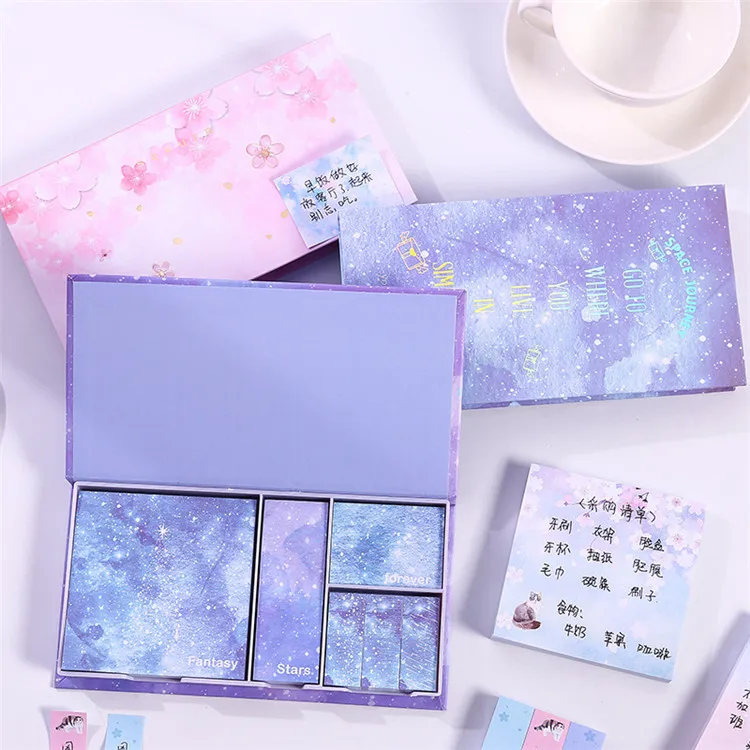 Stationery novelty eco-friendly sakura flower star page marker memo pad sticky note set