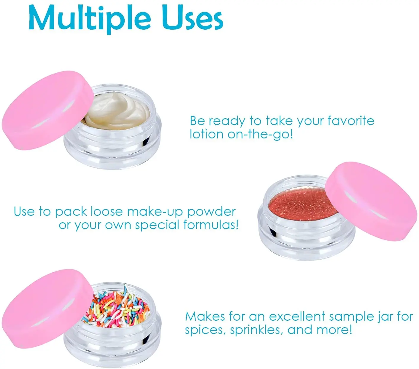 Tiny 3g clear Empty Container Plastic Cream Jar with pink Lid for Make Up Eye Shadow Nails Powder Paint Jewelry