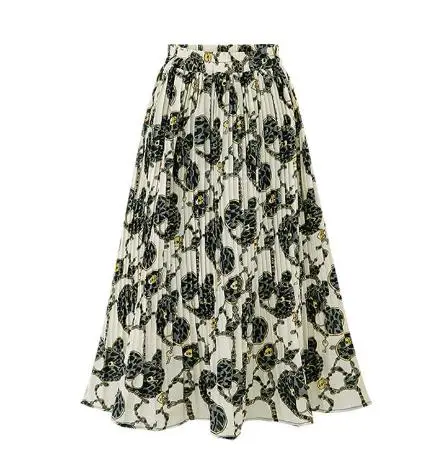 Factory OEM ODM Girl Skirt Women Summer Pleated  High Waist Chiffon Print Women Skirt