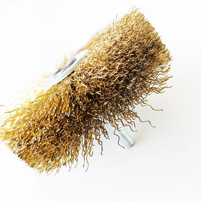Circular Wire Wheel Brass Brush For Drill Polishing Wheel 8mm Shank Bench Copper Plated Crimped Stainless Steel Wire Brush