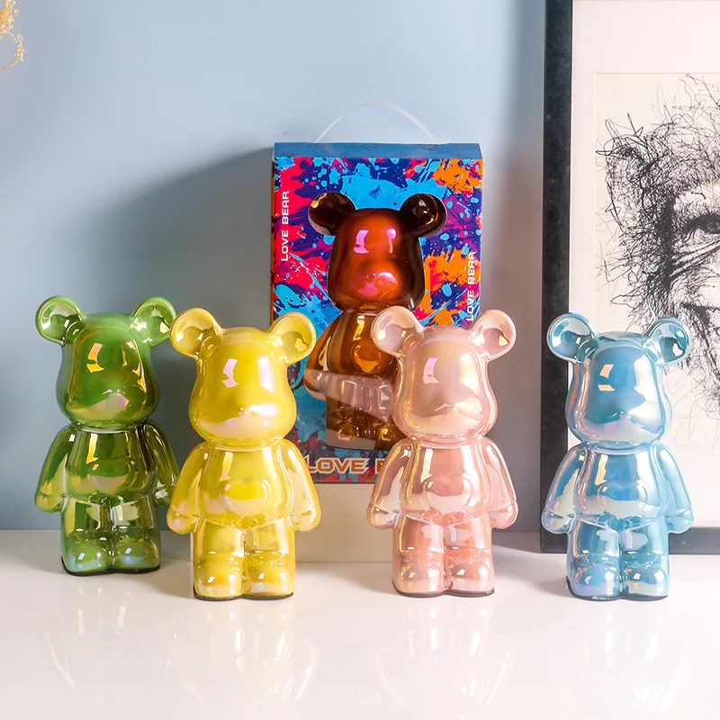 Love Bear Electroplating Hipster Play home decor decor Ceramic Violent Bear piggy bank gift