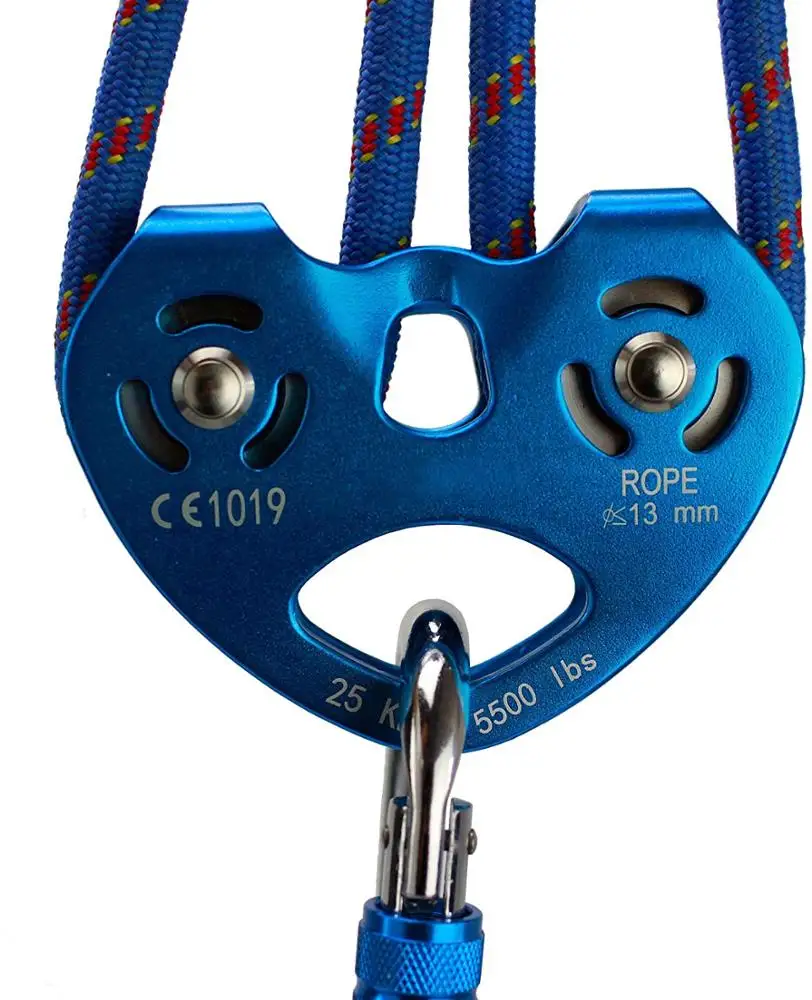 Aluminium Magnesium Alloy Climbing Pulley Rescue Pulley Heavy Duty Single Swivel Rope Pulley for Block Climbing Safety Equipment