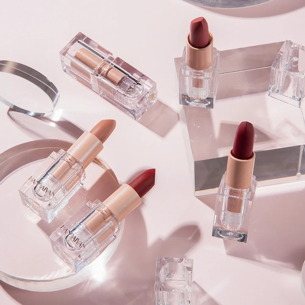 HANDAIYAN Little Ice Cubes Lip Stick Vegan Organic Non-Stick Cup Lasting Waterproof Nude Pink Matte Lipstick Set