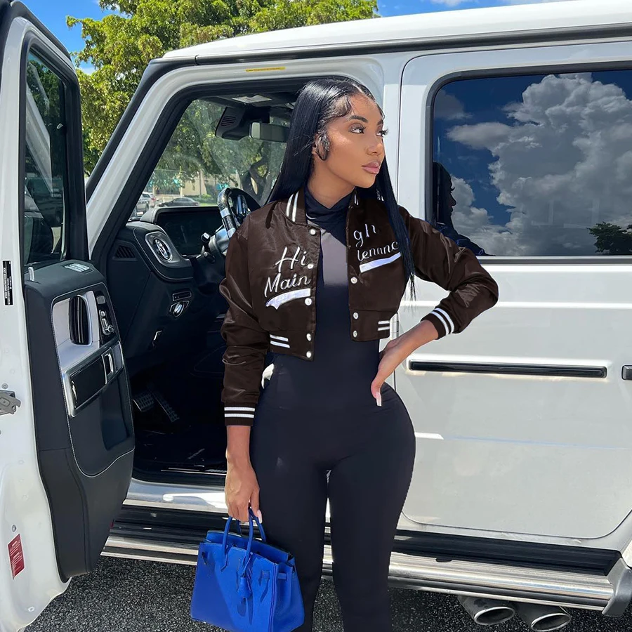 K22C22606 Custom Clothes Letterman Jacket Letter Embroidery Baseball Uniform Outfit Women Varsity Jacket