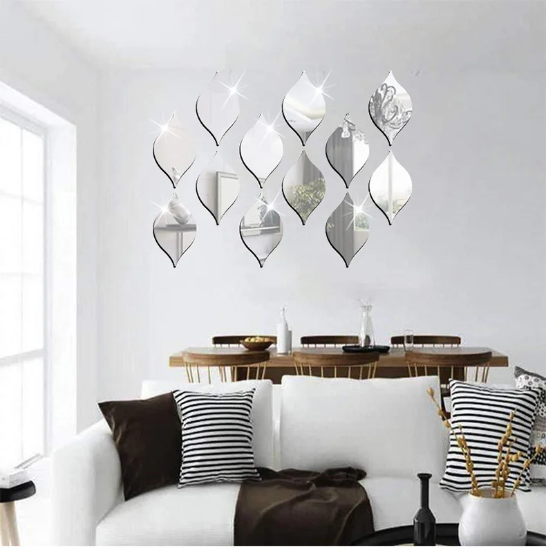 Acrylic mirror water drop wall stickers three-dimensional lens decorative painting self-adhesive mirror porch wall stickers