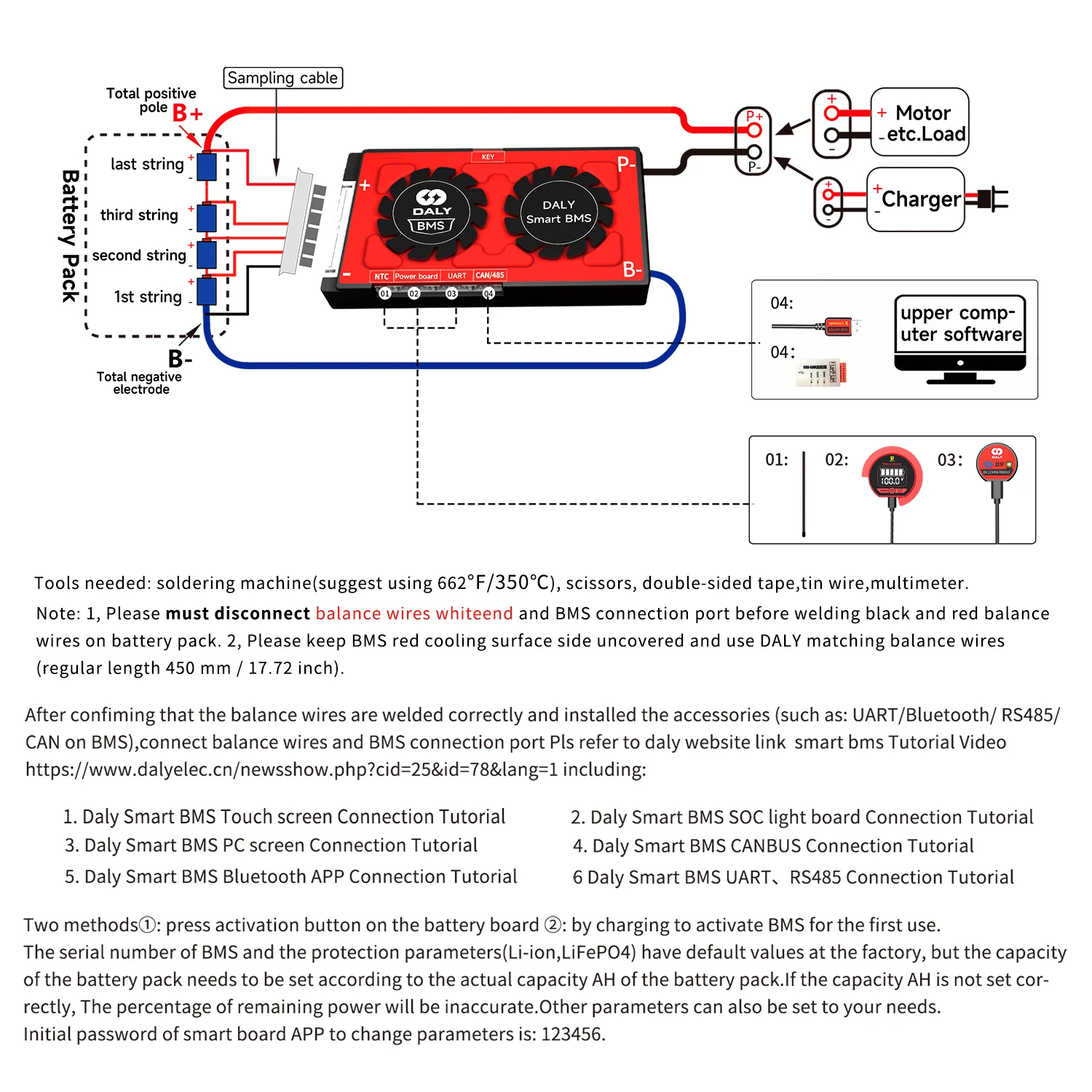 Daly E-bike Solar Tools bms Extreme Low Power Consumption Lithium ion Batteries Smart BMS 48V 100A 14S UART