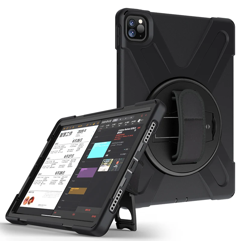360 градусов вращающийся стенд чехол для планшета с плечевым ремнем iPad pro 11 2018 2020 универсальный черный