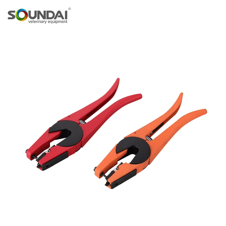 Высокое качество алюминий сплав красный животных уха Tag аппликатор для глобальных теги с двумя супер булавки