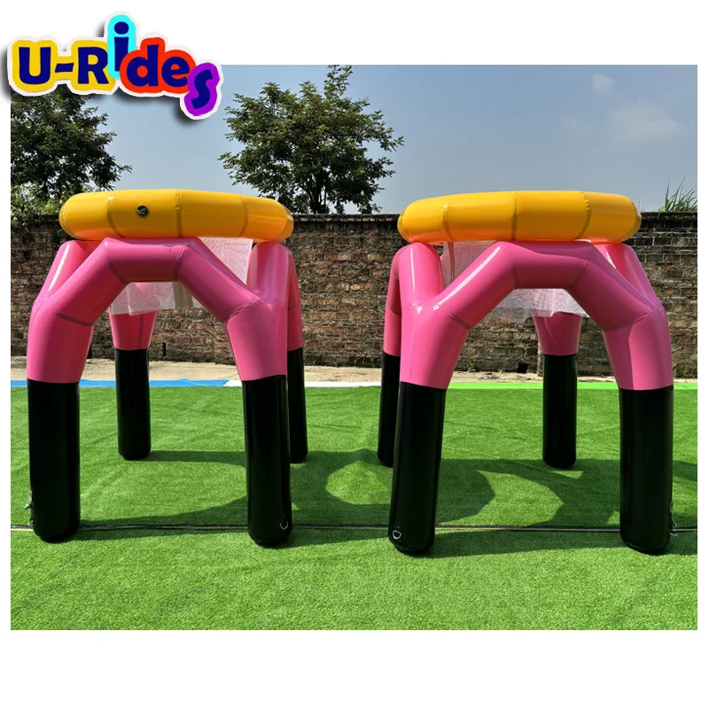Pink Color PVC Inflatable Indoor basketball hoop For Dodgeball Court