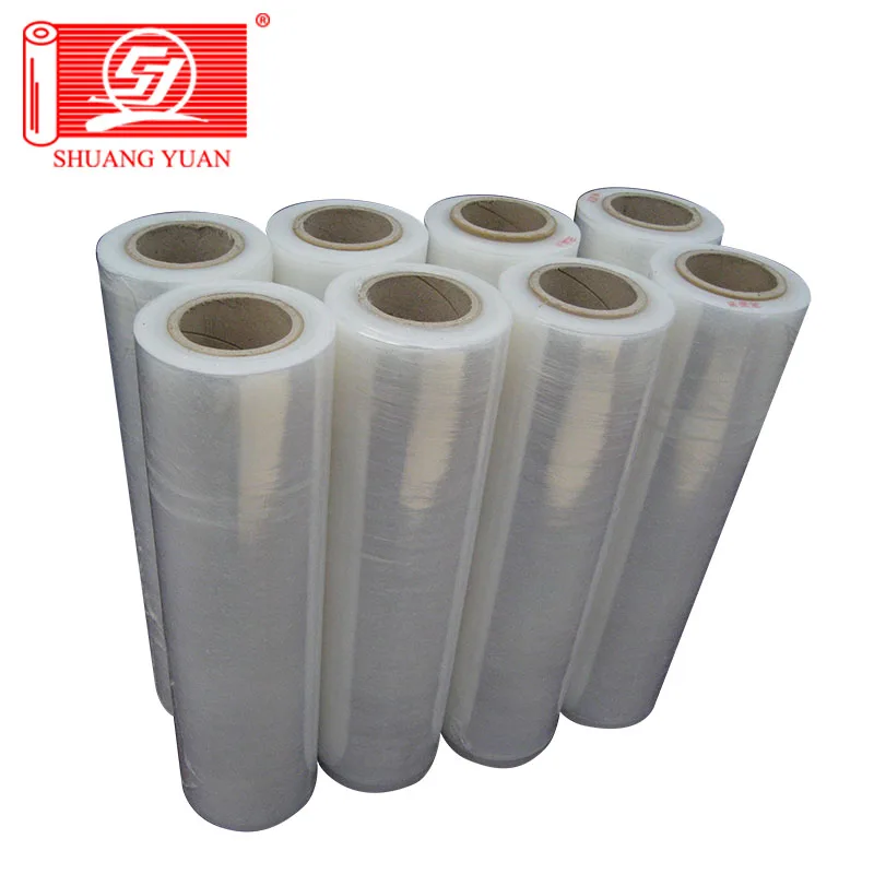 Hand Use 100% LLDPE Film Roll Pvc Shrink Film For Wooden Broom Handle Ildpe Plastic Mini Hand Pallet Wrap Stretch Film