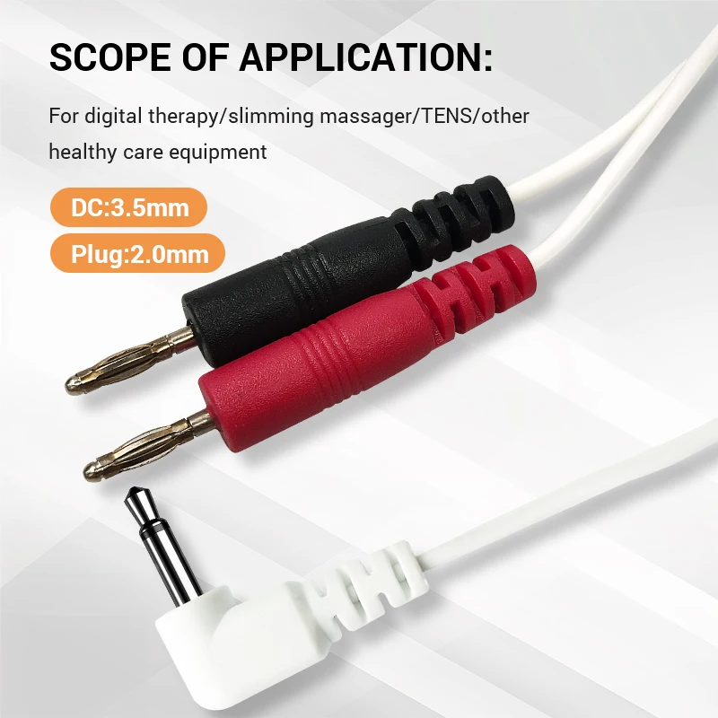 Replacement TENS Electrode Leads Wires/Cables- 3.5mmPlug with Standard 2mm Pins Connectors