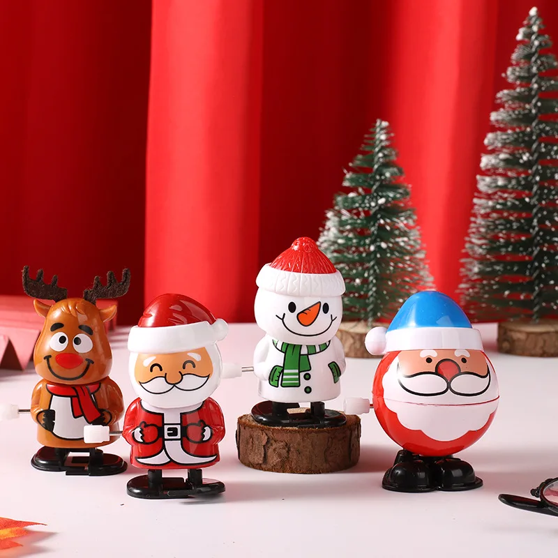Wholesale 7cm PVC Plastic Santa Claus Snowman Cartoon Action Figure Wind-up Toys Party Gift For Kids Christmas Gifts