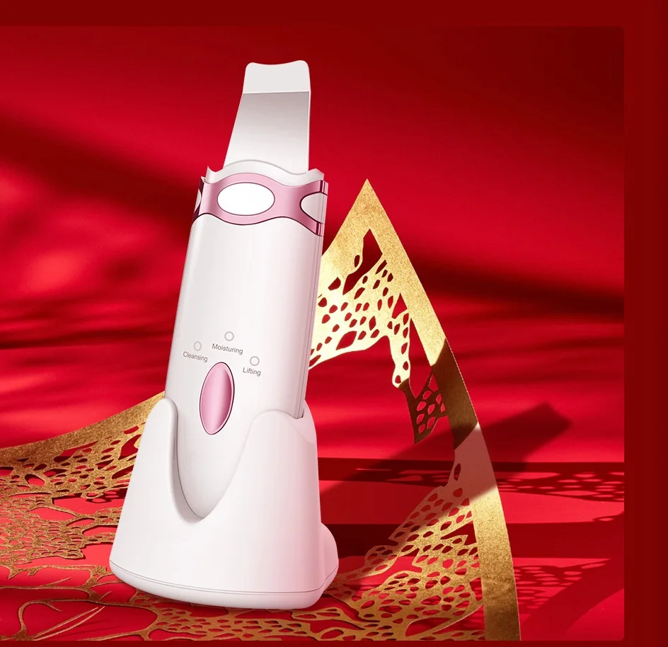 USB Charging Handheld Facial Lifting Ultrasonic Skin Scrubber With EMS Microcurrent Function