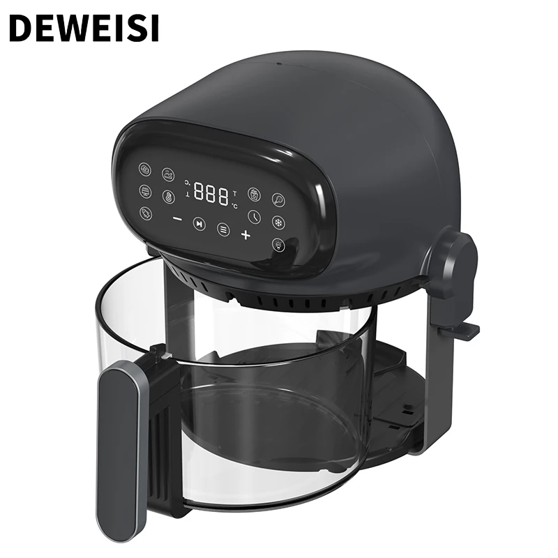 Touch screen electric air fryer with glass window view food container with electric pan grill functional household appliance