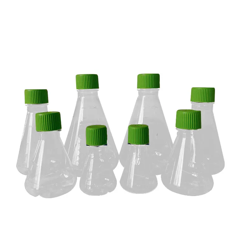 Одноразовая индивидуальная упаковка, флаконы petg erlenmeyer, флаконы для конического коктейля 1000 мл с дышащей шляпой для выращивания клеток