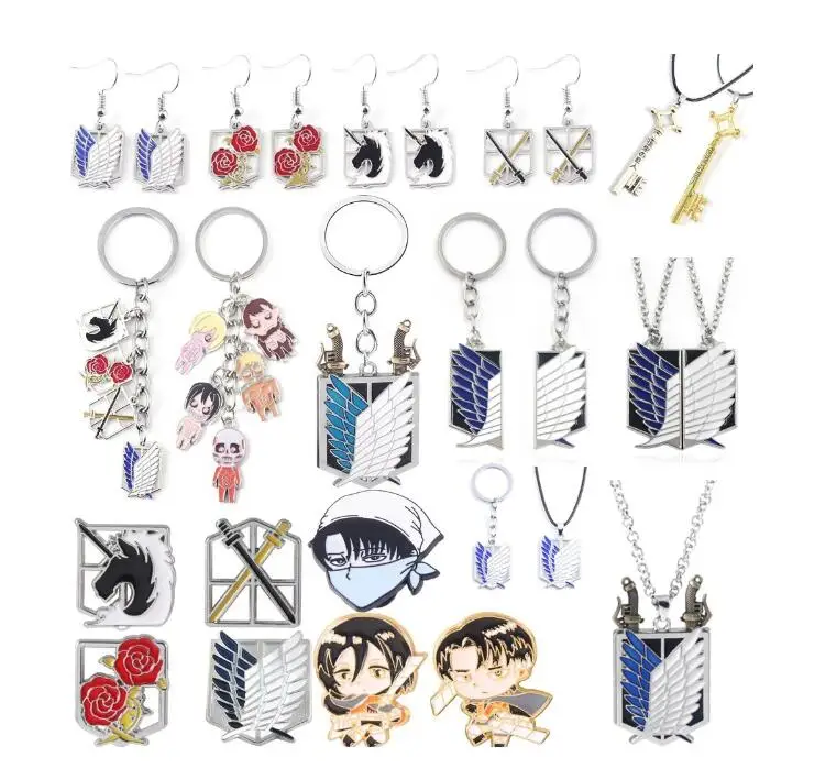 Anime Series Earrings Alan Key Wings of Freedom accessories Investigation Corps Souvenir Attack On Titan Necklace Keychain