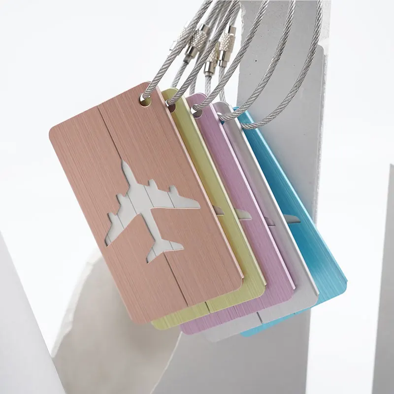 Luggage Tag Wholesale Factory Custom Metal Sublimation Blank Airplane Aluminum Metallic tag