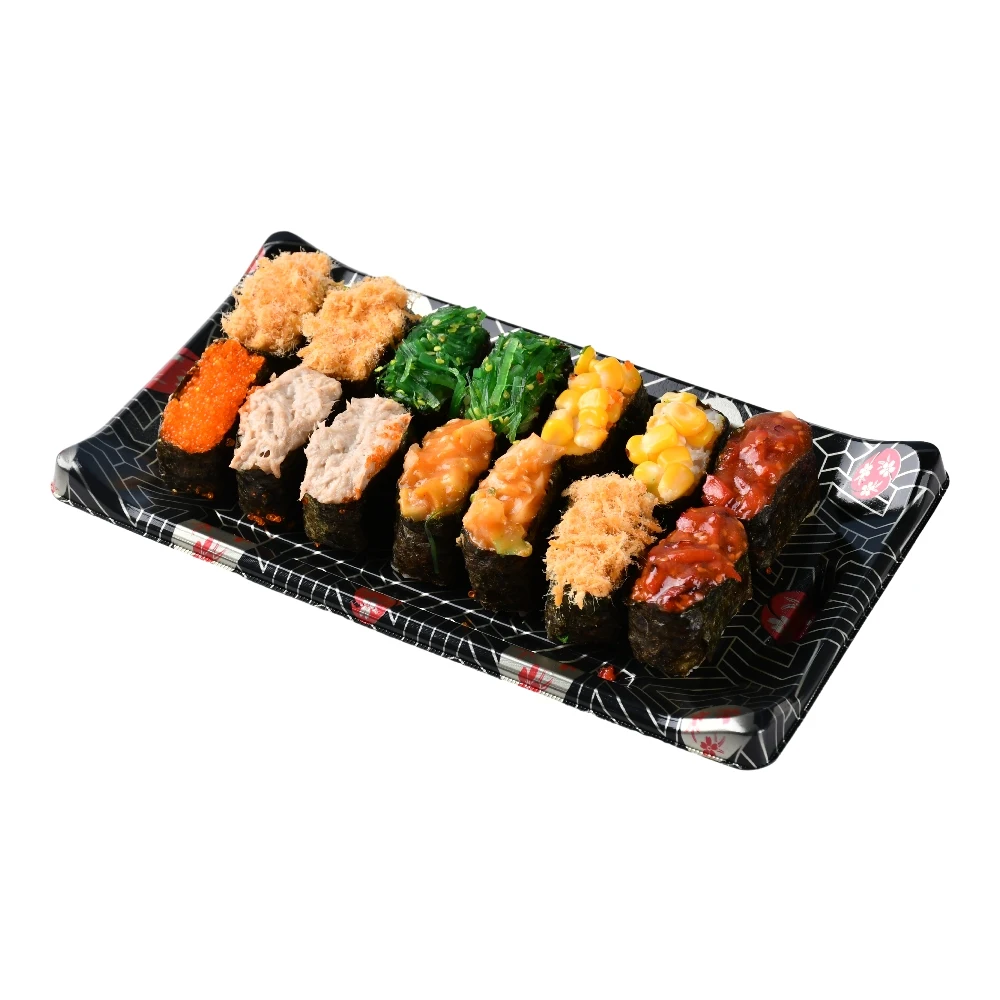 Disposable Products Supplier Wholesale Food Grade Disposable Sushi Container Takeaway Boat Type Plastic Packaging Box for Food