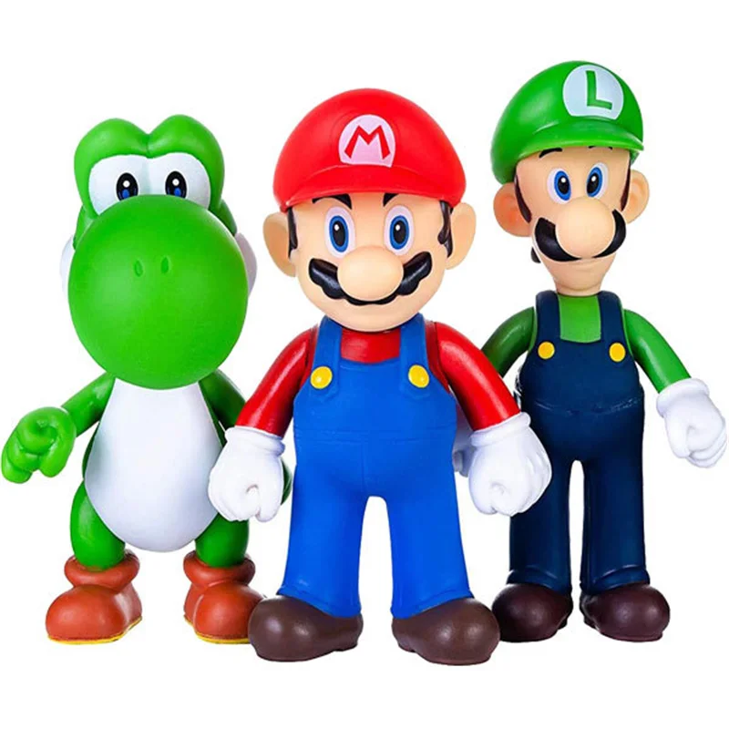 HWM 100066 12-15cm Wholesale Super Mario Bros PVC Action Figure Koopa Daisy Yoshi Wario Figurine doll  Mario Anime Figure toy
