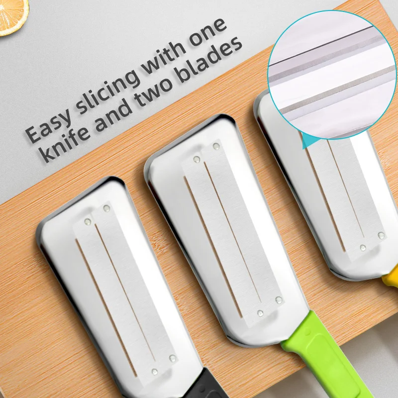 New Arrival Stainless Steel Multifunctional Kitchen Double-edged Wire Planer Vegetable Slicer Sugarcane Peeling Knife