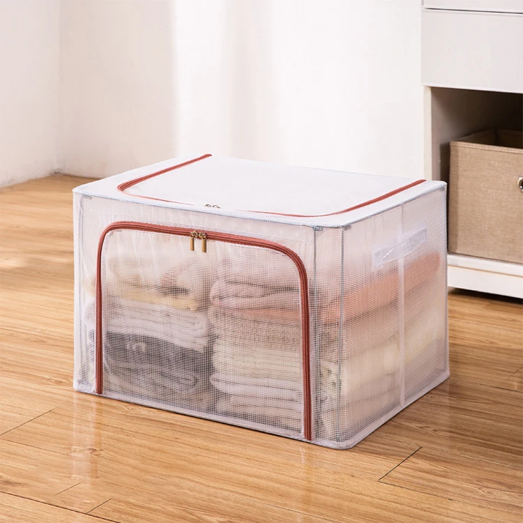 Washable Storage Bins Large Clear Clothing Storage Box Closet Organizer Storage With Steel Frame