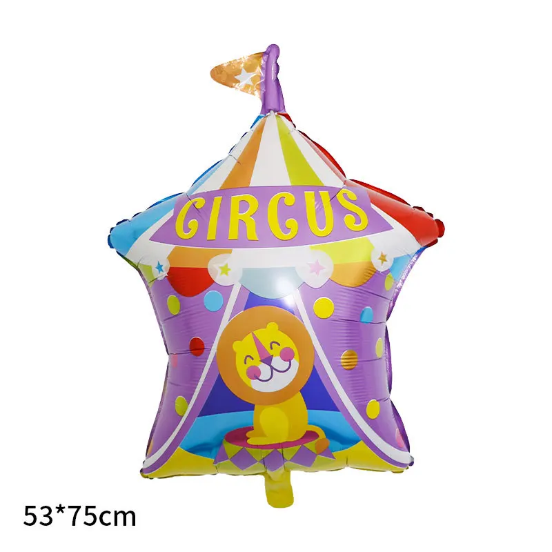 TS Cartoon Circus Clown Tent Animal Zebra Lion woodpecker Foil Balloon Carnival Theme Happy Birthday Party Decorations Balloons