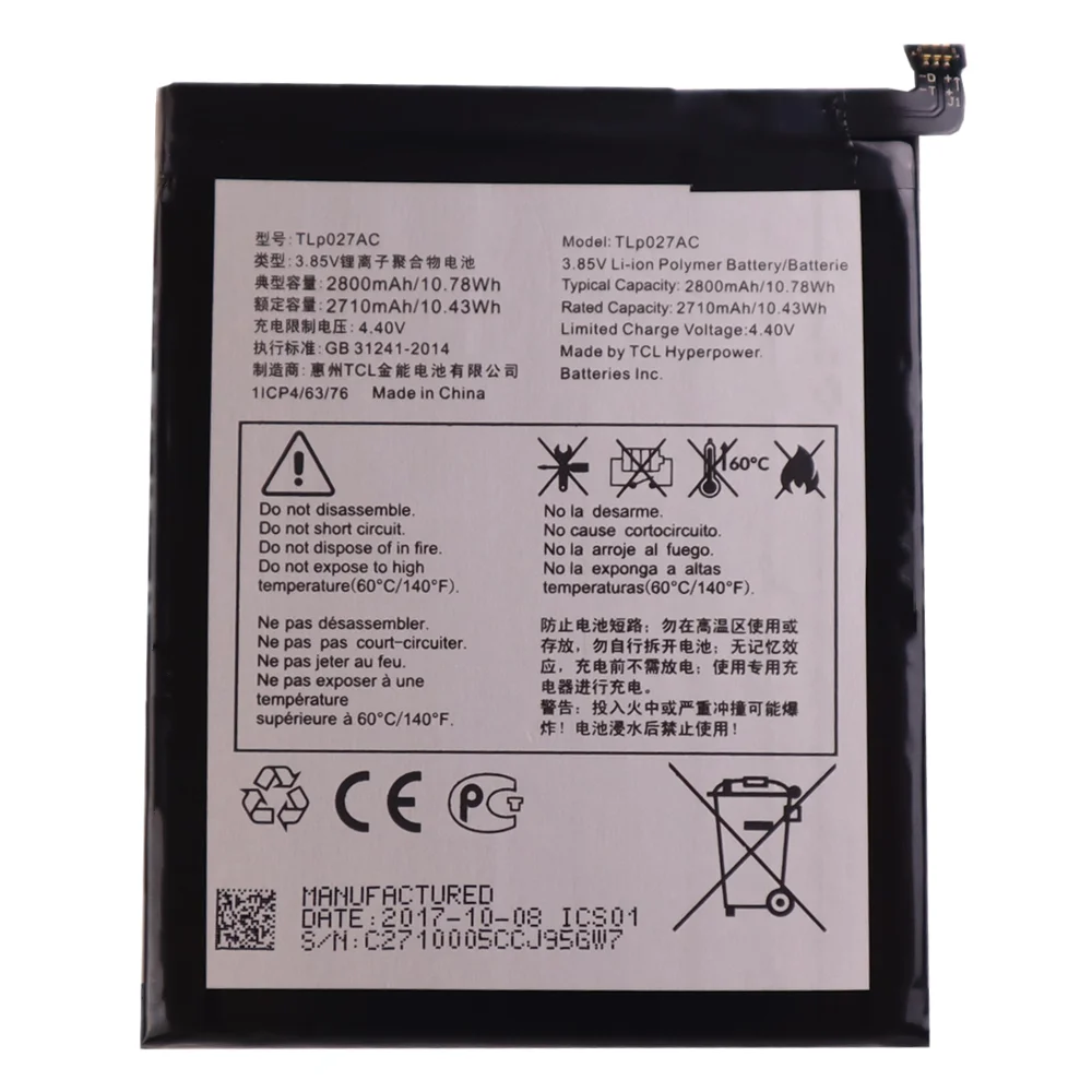 2800mAh TLP027AJ replacement Battery For ALCATEL One Touch A5 5085D Idol 5 OT-6058D