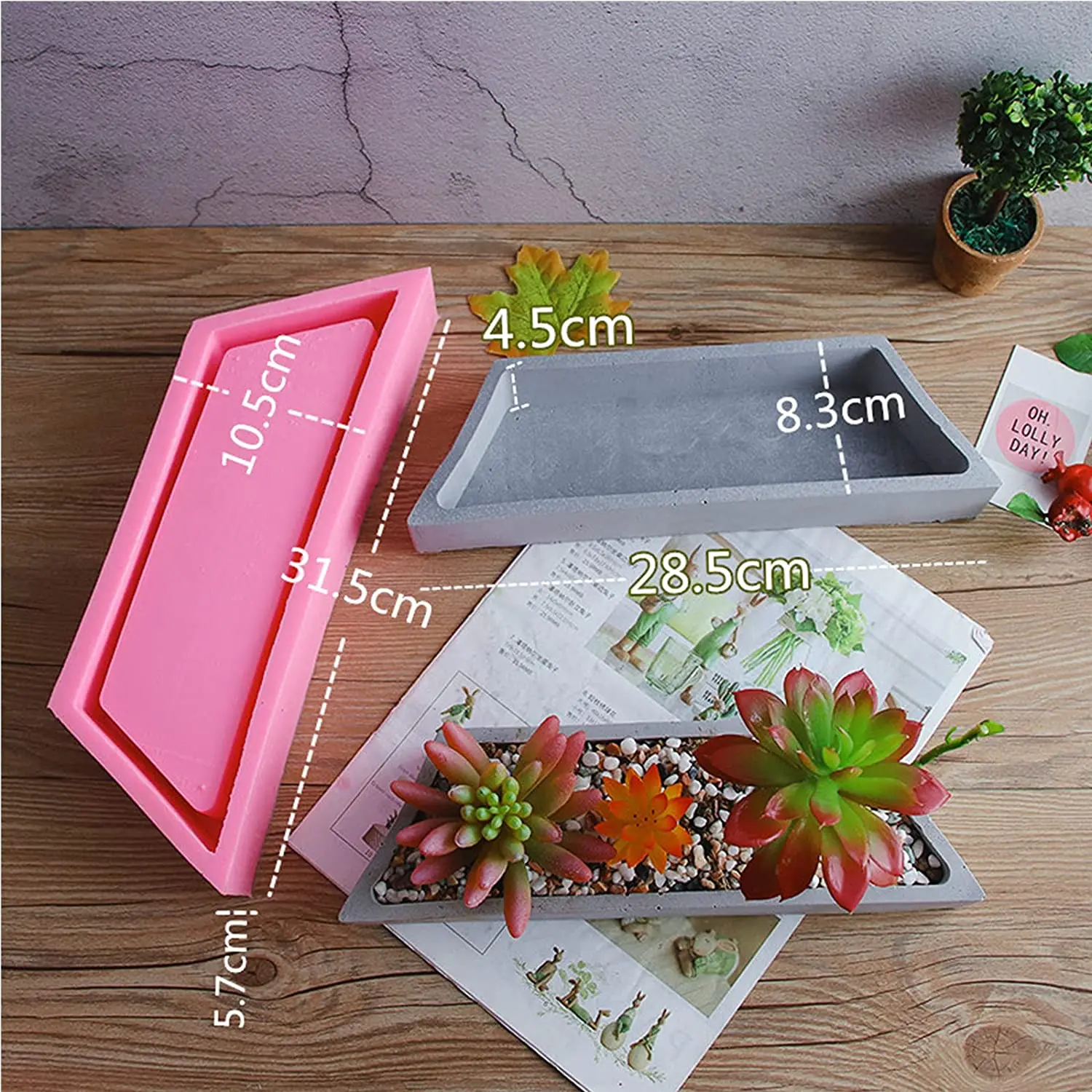 Gypsum cement clay moulds Triangle big planter mold silicone concrete