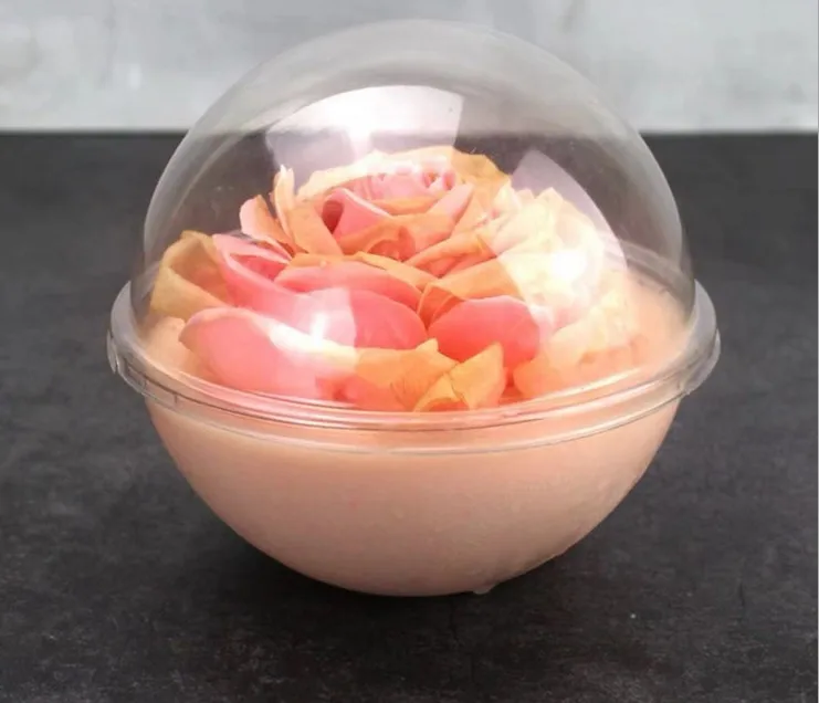 
Ball shape poke bowl clear disposable food grade container pet card cutting sleeve 
