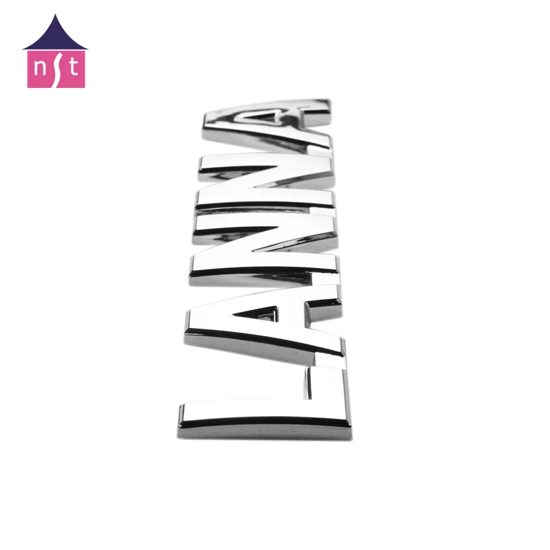 ABS material 3D shape silver plating car logo label adhesive sticker