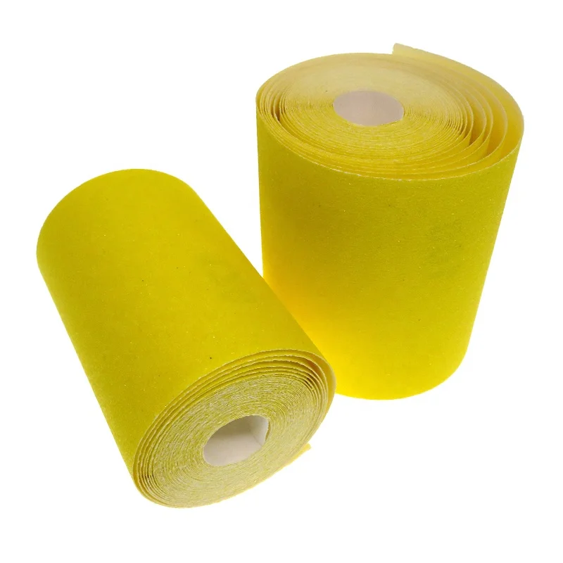 2Pcs 93mm*5m Yellow Sanding Paper Roll Quartz Sand Square Sand Sandpaper for Metal Polishing and Grinding 100 and 120 Grit